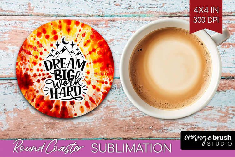 Inspirational Quote Round Coaster - Autumn Tie Dye Coaster