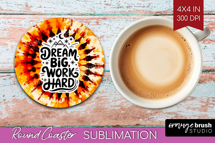 Inspirational Quote Round Coaster - Autumn Tie Dye Coaster