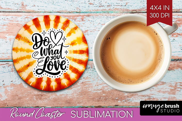Inspirational Quote Round Coaster - Autumn Tie Dye Coaster