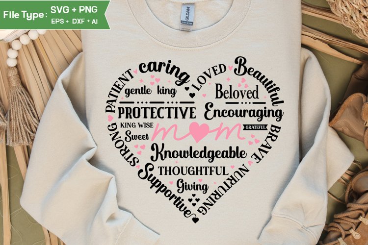 Mom Heart Shape SVG | Mothers Day Heart SVG PNG