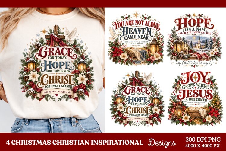 4 Christian Christmas PNG Designs, 4 Christian Inspirational example image 1