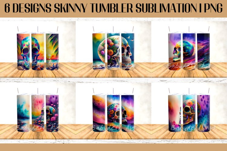 Colorful Skull Tumbler Sublimation Design PNG I 20oz Tumbler