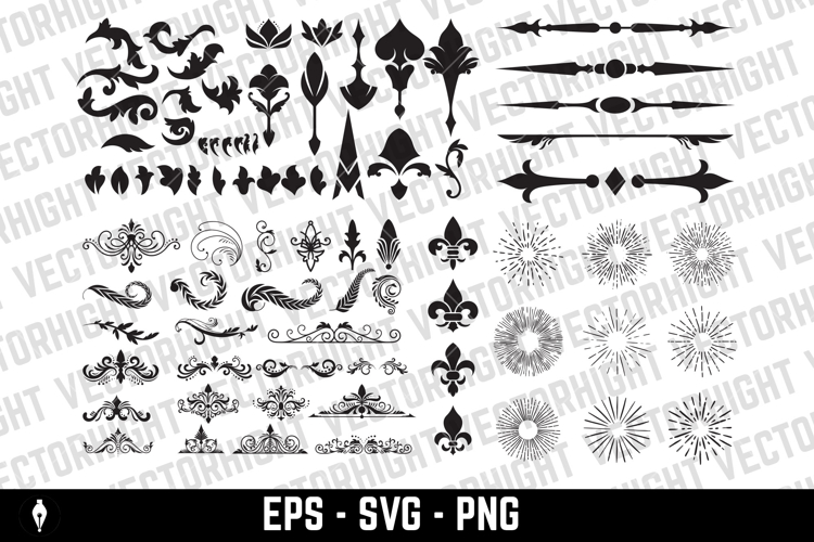 Flourishing decorative elements for retro design.