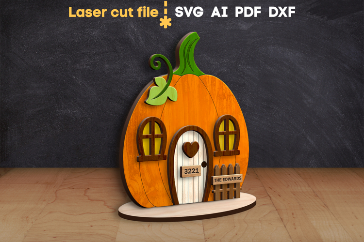 Pumpkin House SVG laser cut files for Glowforge