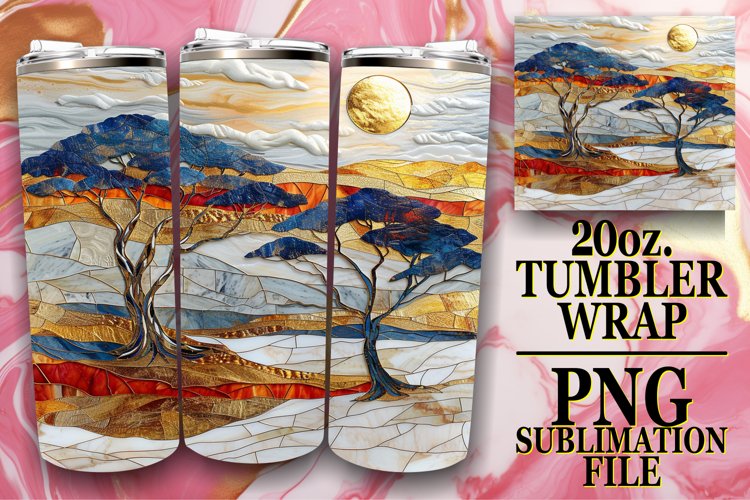 Golden View: 3D Mosaic Tumbler Wrap 20oz example image 1