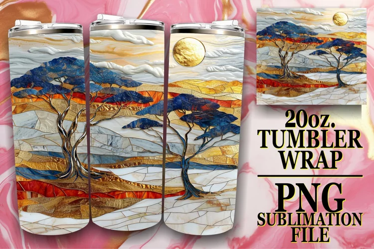 Golden View: 3D Mosaic Tumbler Wrap 20oz