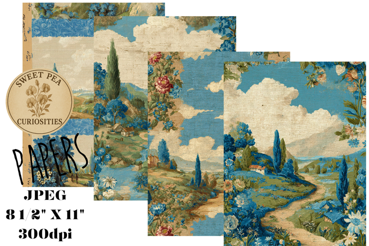 Blue, Grunge, Mixed Media, Papers, Junk Journal