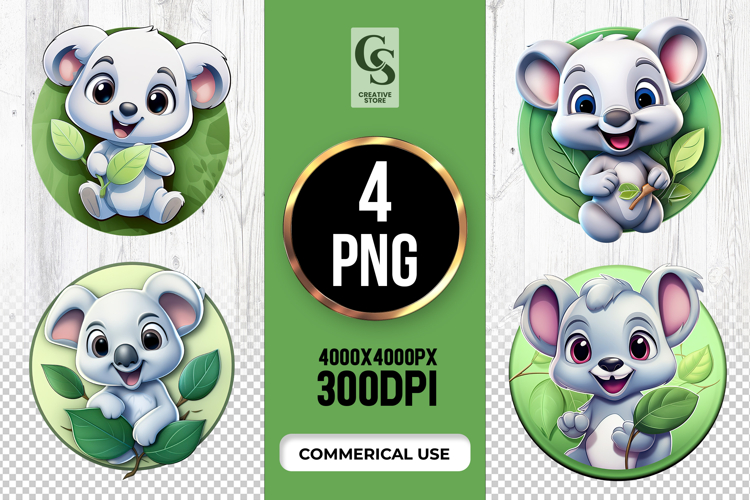 Cute Baby Koala Leaf Clipart Sublimation PNG