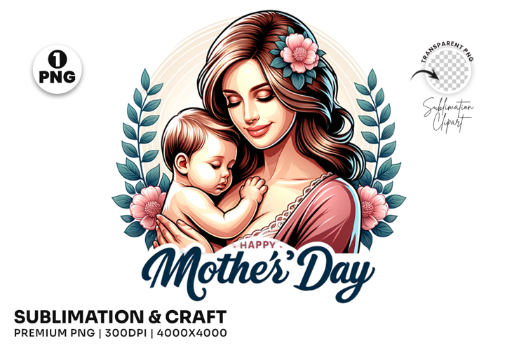 Sweet Mom Baby Mothers Day Clipart T-Shirt Sublimation Desig