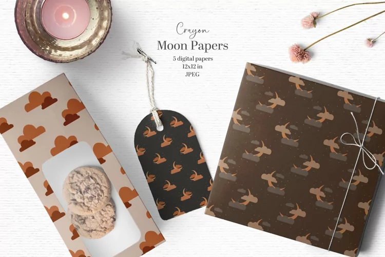 Moody moon digital papers