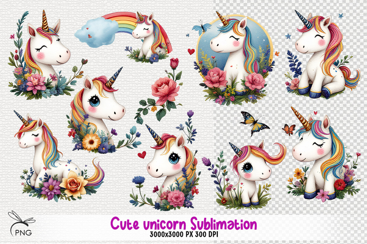 Cute unicorn Sublimation - 10 Variations