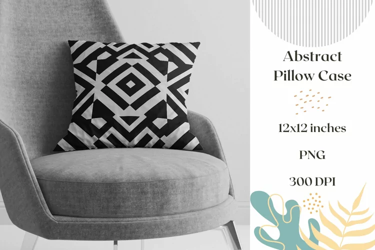 Black Geometric Pillow Case Design, Abstract Pillowcase PNG