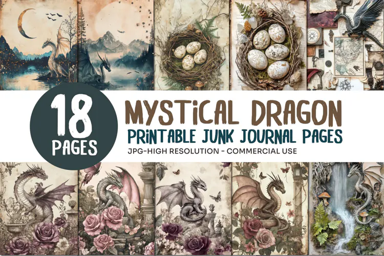 Mystical Dragon Junk Journal Pages