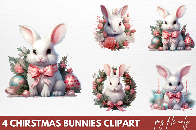 Chirstmas Bunnies Clipart PNG