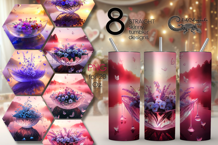 Fantasy sunset | Skinny tumbler Sublimation design