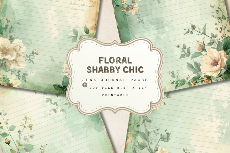 Shabby Chic Vintage Green Floral Junk Journal PRINTABLE KIT