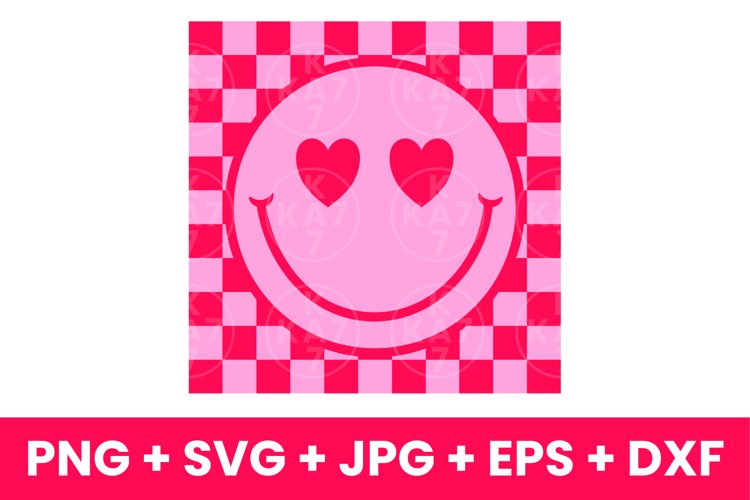 Funny Pink Checkered Smile Face Lovely SVG