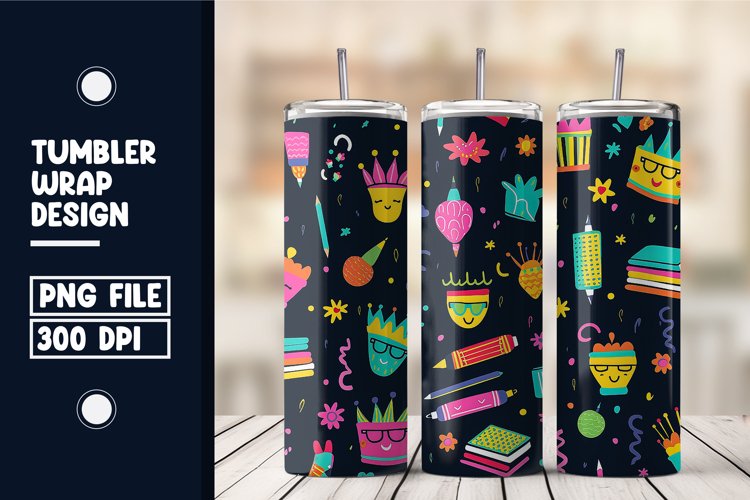 School Time Seamless Pattern Tumbler Wrap Design example image 1