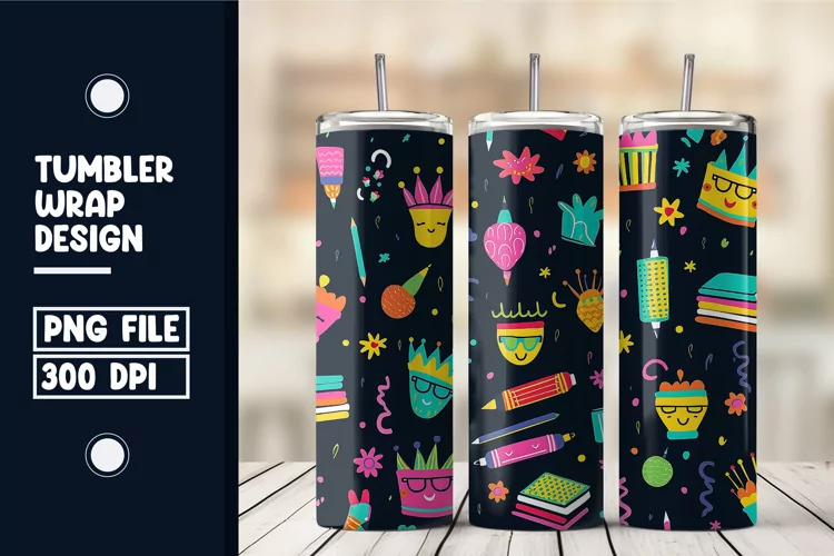 School Time Seamless Pattern Tumbler Wrap Design