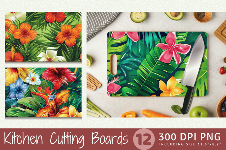 Tropical Paradise Flowers Cutting Boards sublimation Design