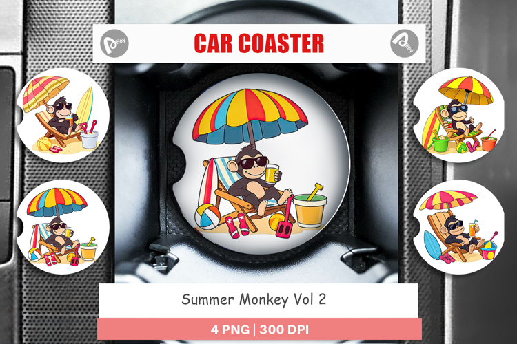 Car Coaster Summer Monkey