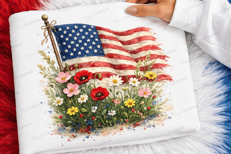 American Flag Wildflower SVG PNG Patriotic USA Floral Indepe