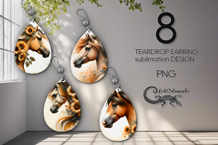 Horse | teardrop earring sublimation design bundle
