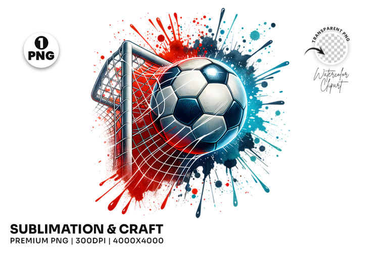 Soccer Ball in Net Splash PNG Clipart Sublimation Design