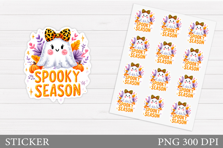 Cute Ghost Sticker Printable. Cute Halloween Sticker Design