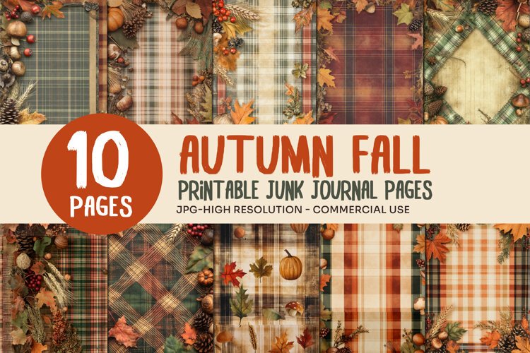 Rustic Plaid Junk Journal Pages example image 1