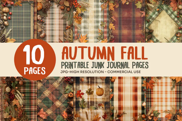 Rustic Plaid Junk Journal Pages