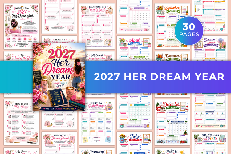 2027 Her Dream Year Planner | Goals, Self-Care, Wellness