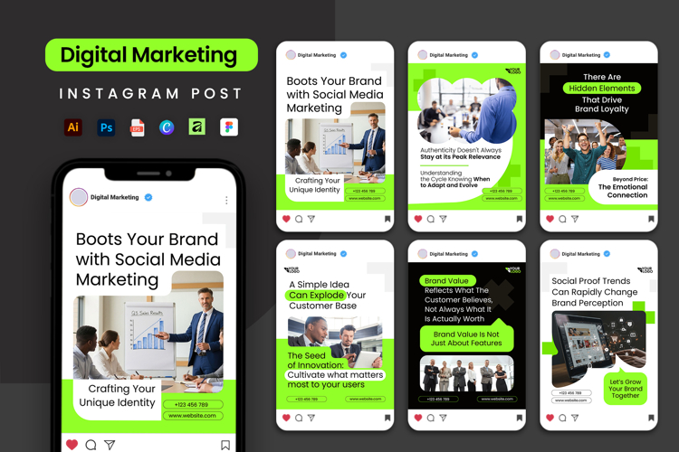 Green White Digital Marketing - Instagram Post