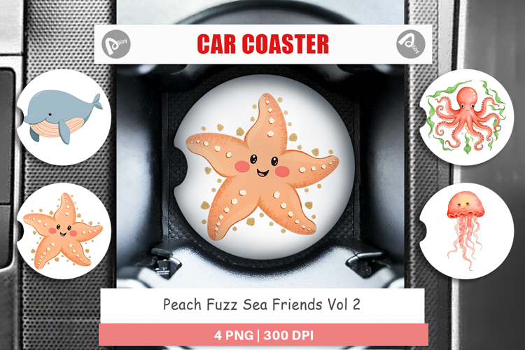Car Coaster Peach Fuzz Friends