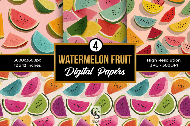 Watermelon Fruit Digital Paper Pattern