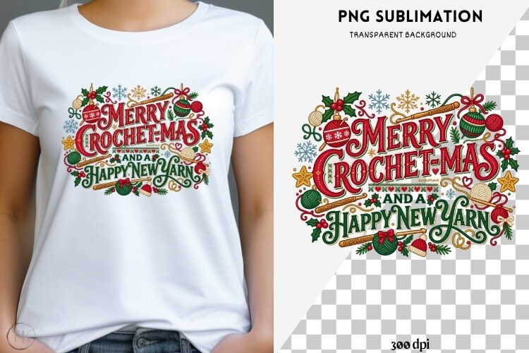 Christmas crochet png design for T-shirts example image 1