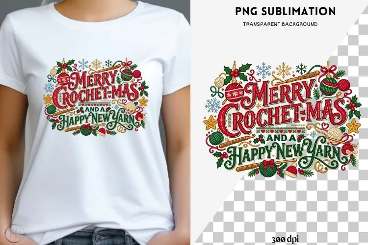 Christmas crochet png design for T-shirts