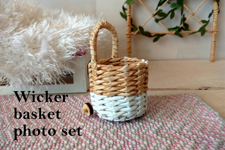 Miniature wicker basket photography diorama BJD dollhouse