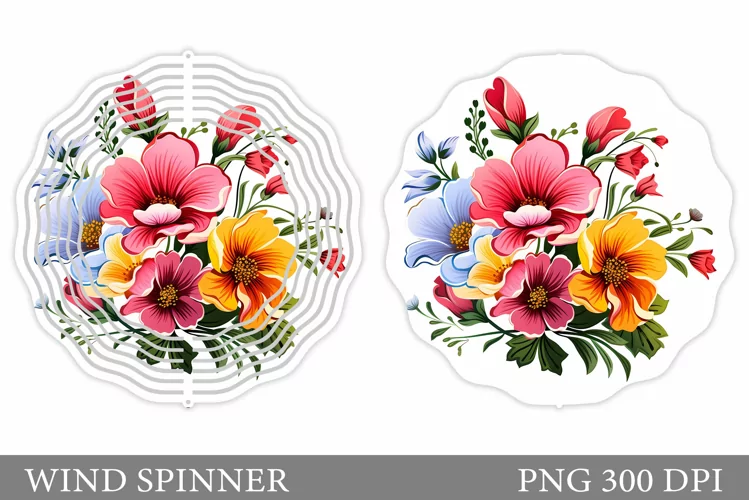 Flowers Wind Spinner Design. Flowers Peonies Wind Spinner