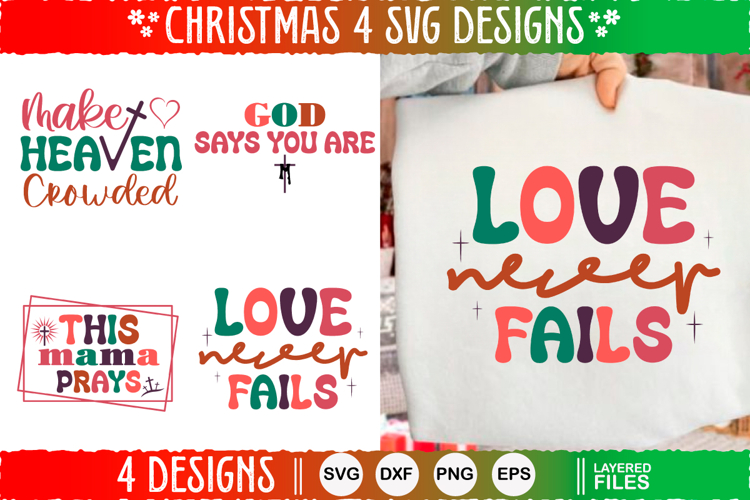 4 Christmas SVG Designs, Christmas SVG Cut file design
