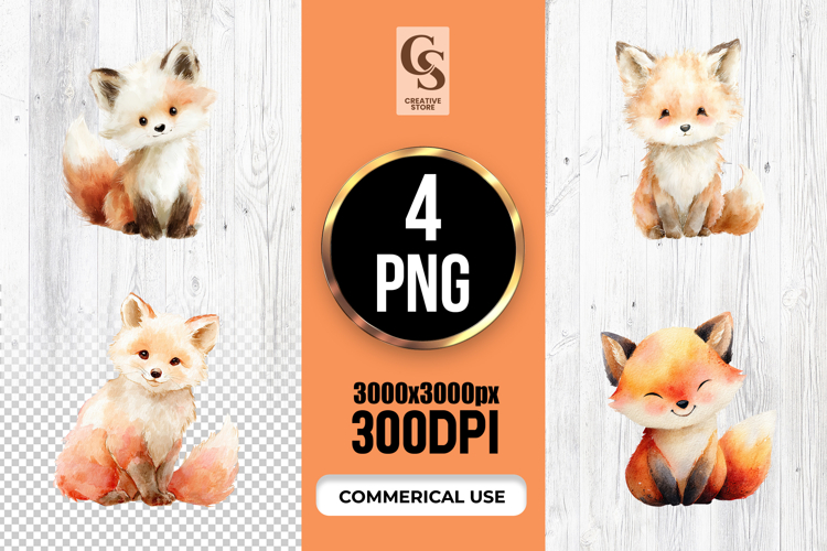 Cute Watercolor Fox Clipart Image 11