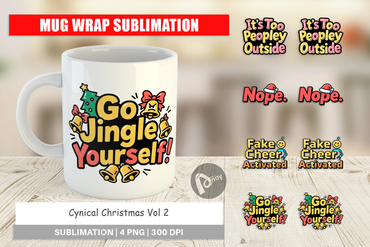 Cynical Christmas Phrases Mug Wrap