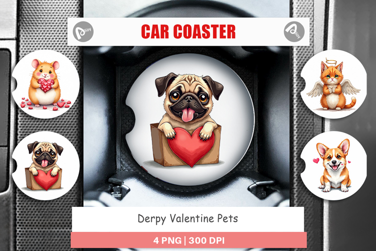 Derpy Valentine Pets Car Coaster