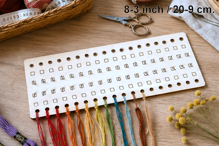 Embroidery floss organizer with marks, digital file wooden