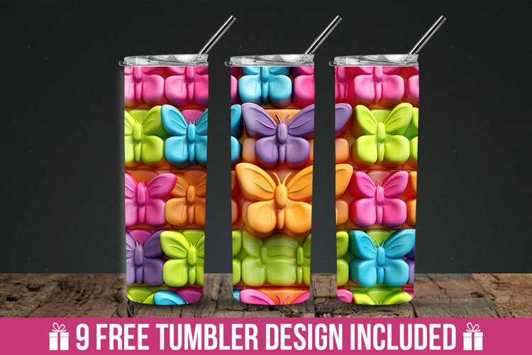 3d Puff Butterfly Pattern Tumbler Wrap example image 1