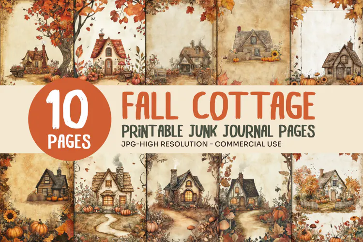 Rustic Autumn Cottage Junk Journal Pages