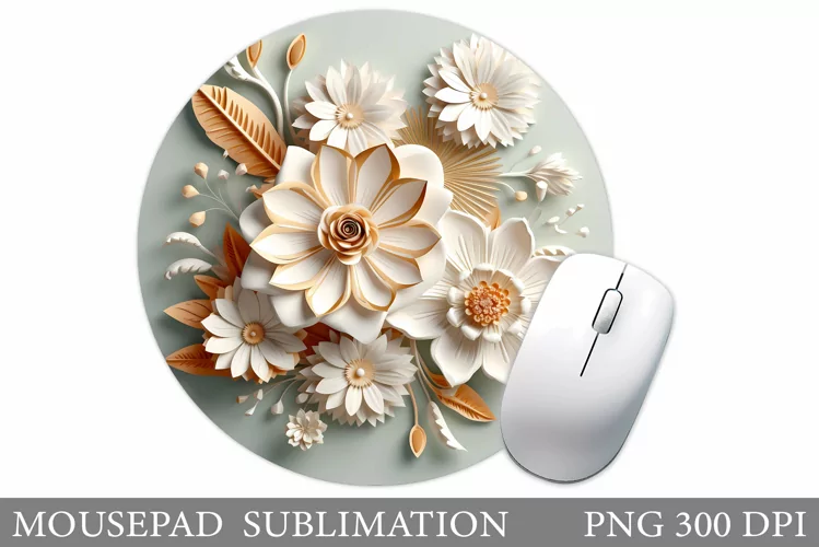 3D Flowers Mouse Pad Design. Flowers Mouse Pad Sublimation