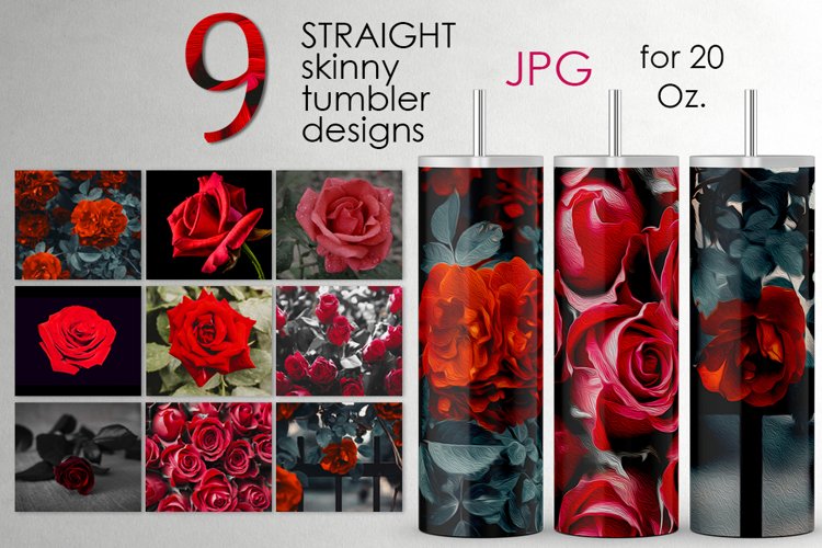Oil paint rose Skinny tumbler design | Sublimation bundle