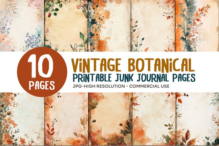 Vintage Botanical Junk Journal Pages example image 1