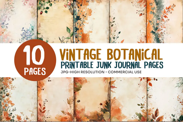 Vintage Botanical Junk Journal Pages